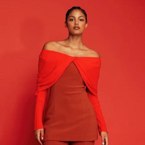 Bianca Spender Dresses & Skirts - $725 BIANCA SPENDER RUNWAY Brick Red Crepe Dress – Size 2 Small